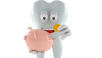 piggy bank tooth illustration for cost of cosmetic dentistry in Eatontown 