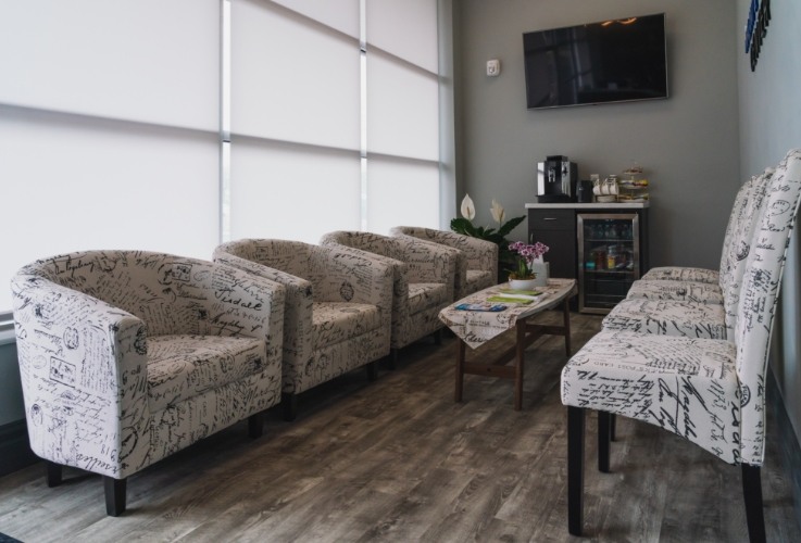 Cozy seating in dental office waiting room