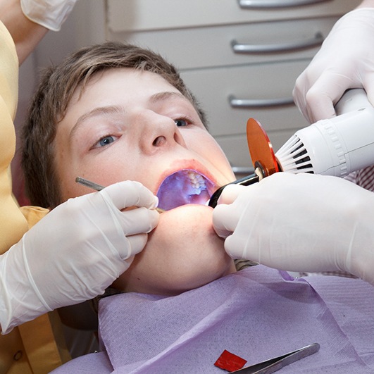 A boy getting dental sealants